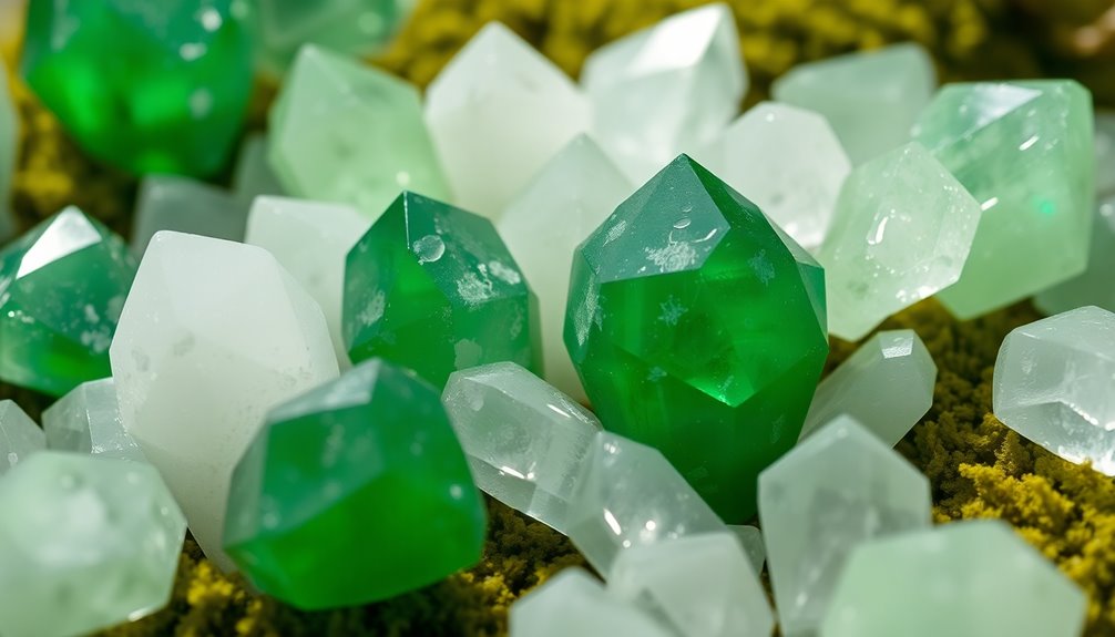 green and white crystals