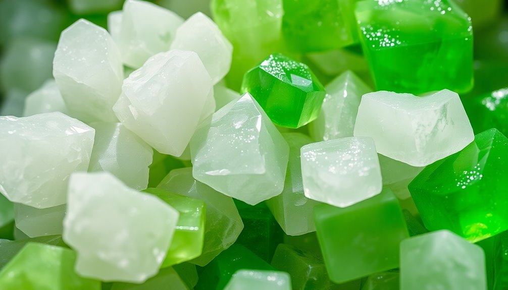 green and white crystals combination