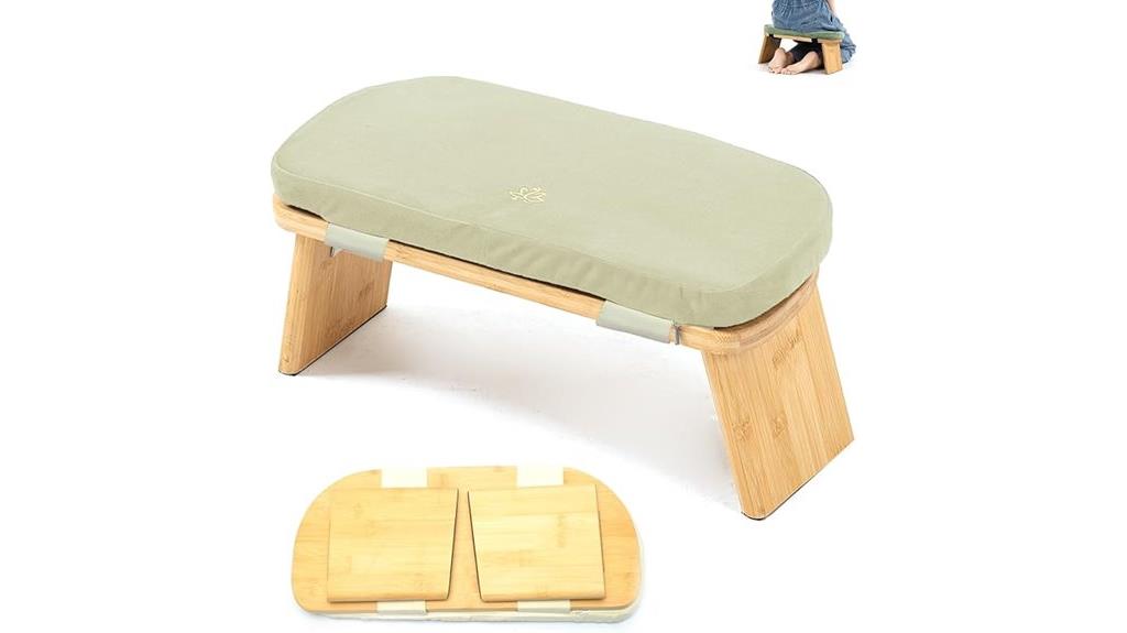 beige meditation bench with cushion
