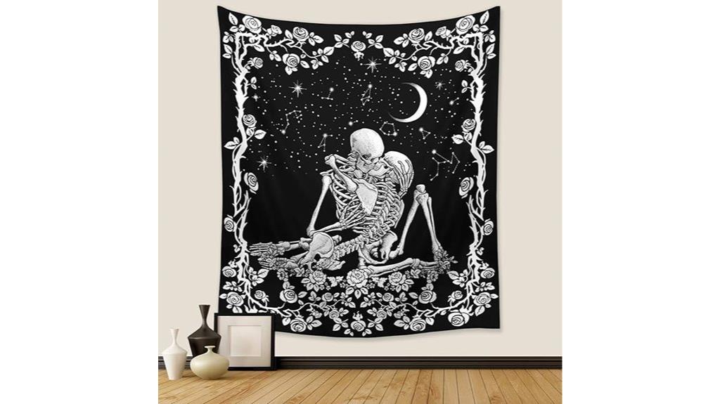 black skull tapestry decor