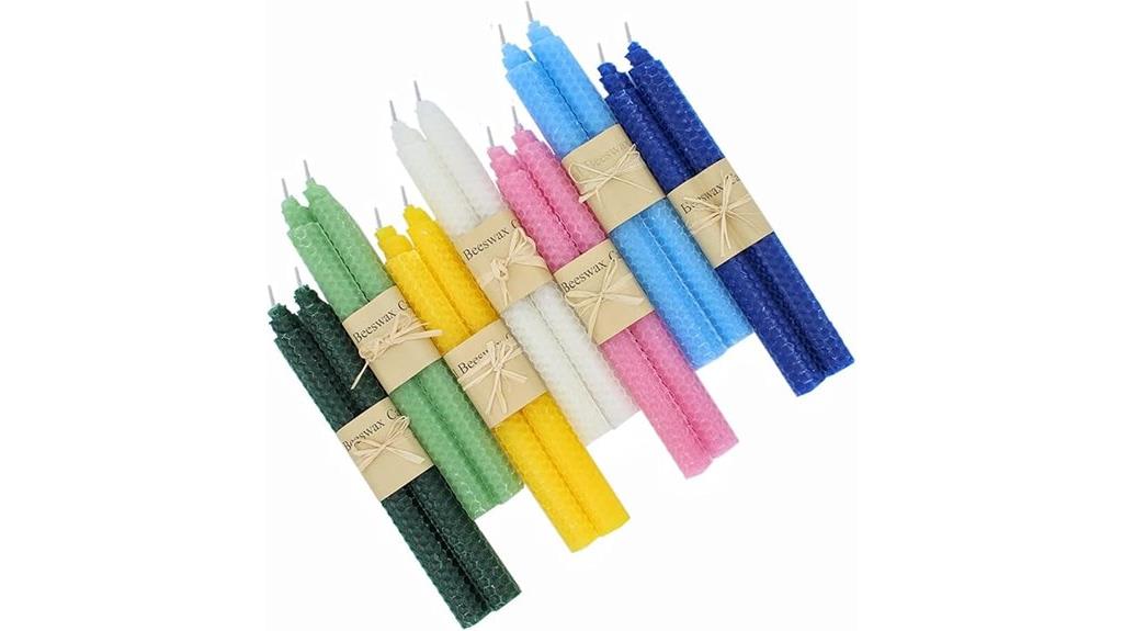 colorful beeswax taper candle set