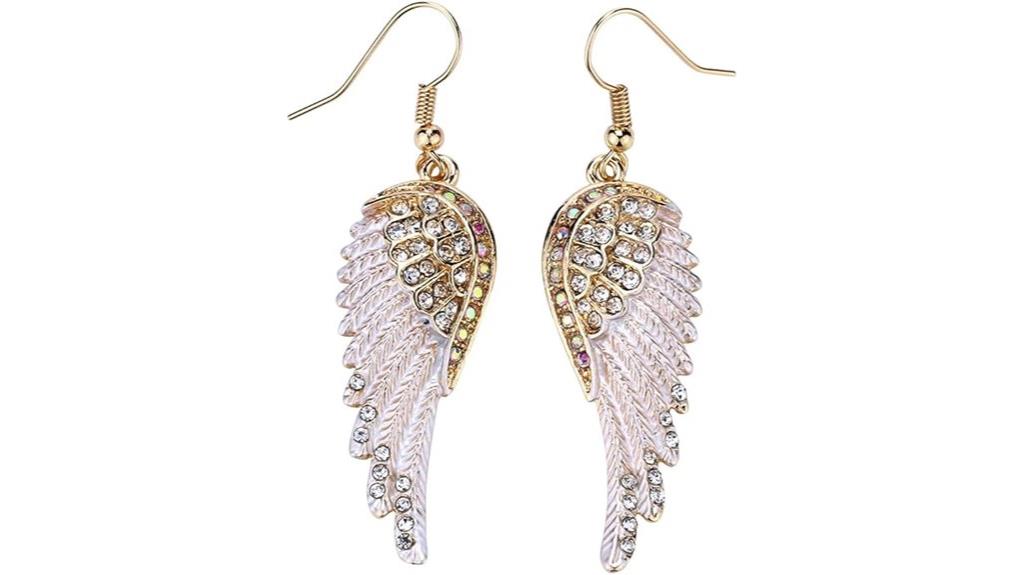crystal angel wing earrings
