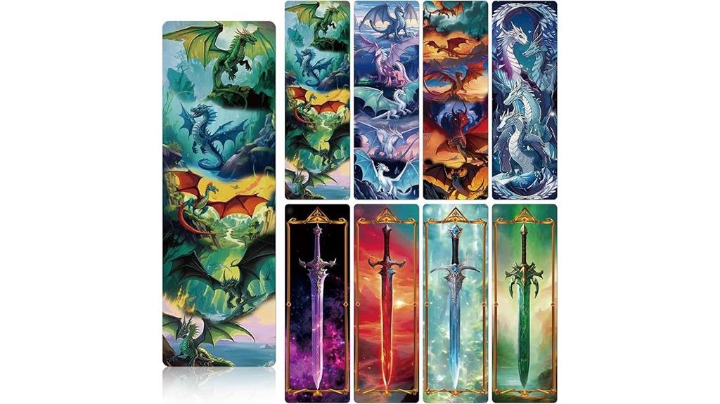 dragon themed bookmark set