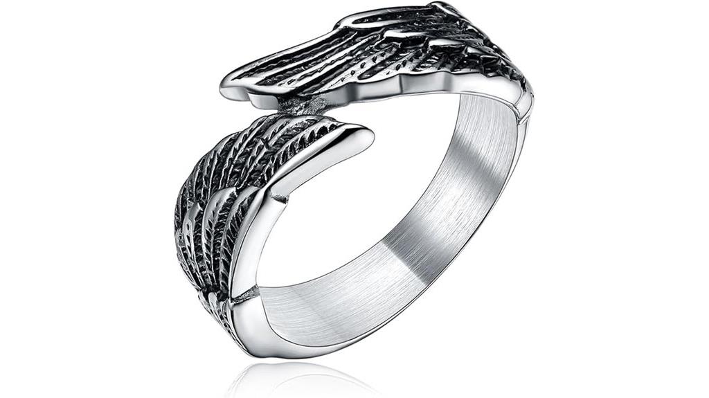 feather angel wing ring