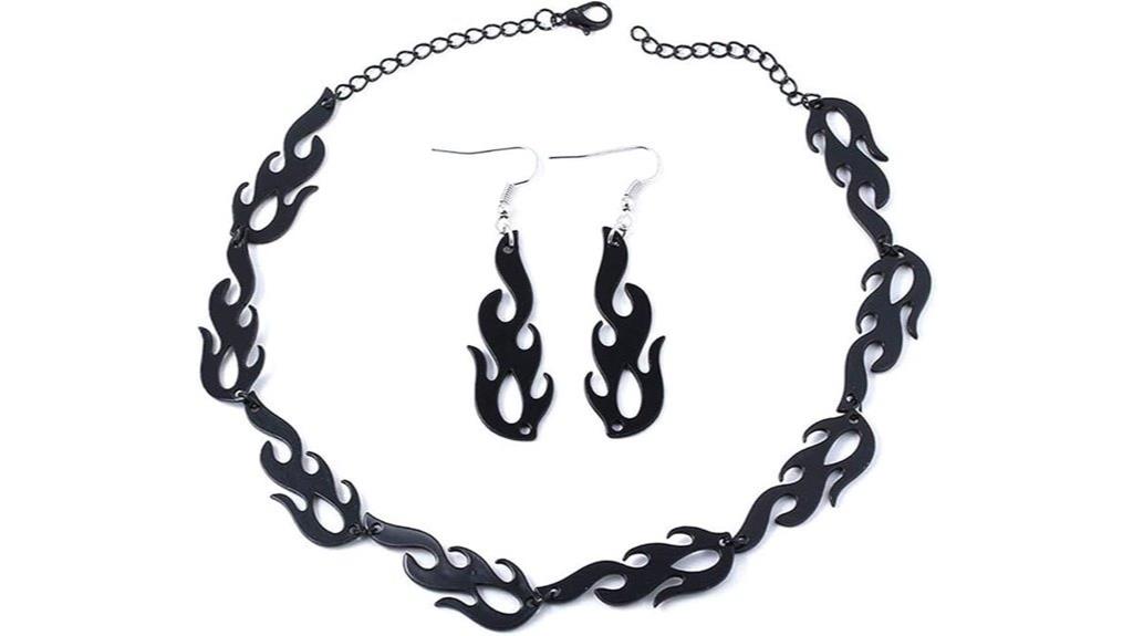 flame choker and earrings