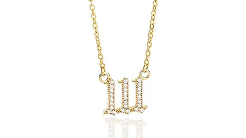 gold angel number necklace