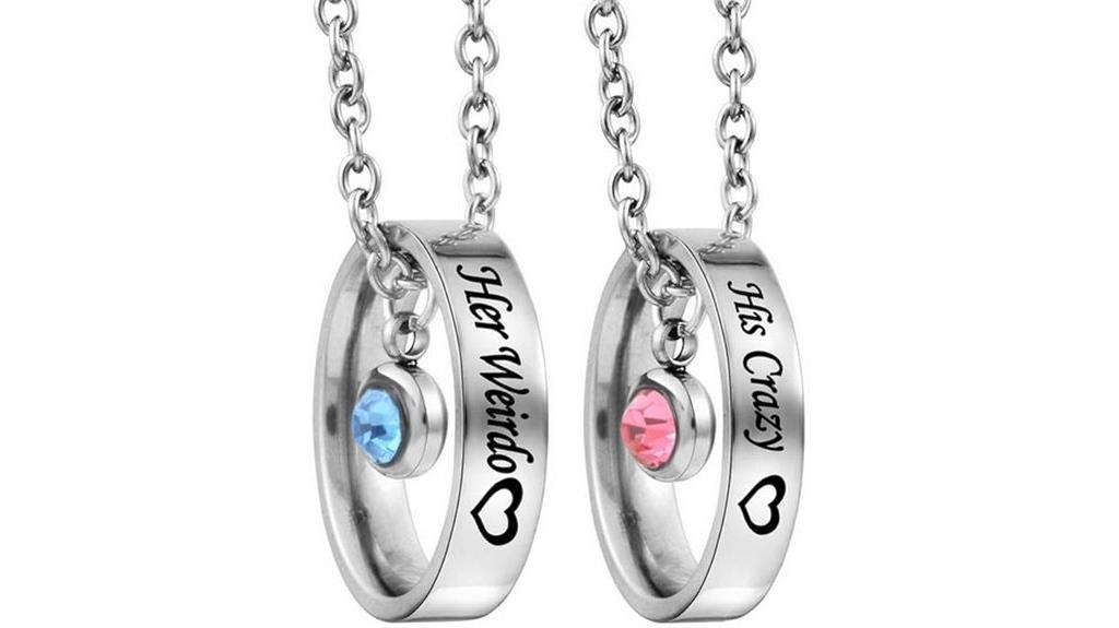 matching rhinestone couple pendants