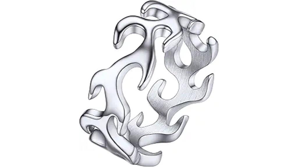 men s flame steel rings