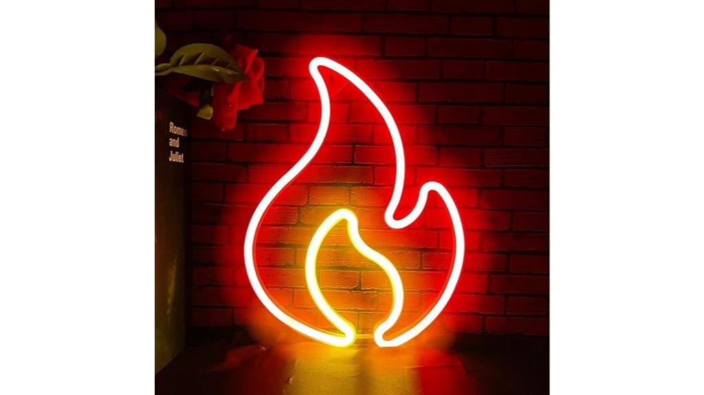 neon flame wall light