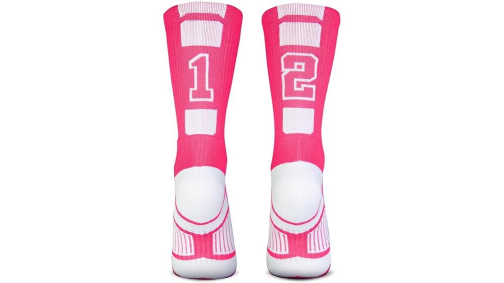 pink custom number socks