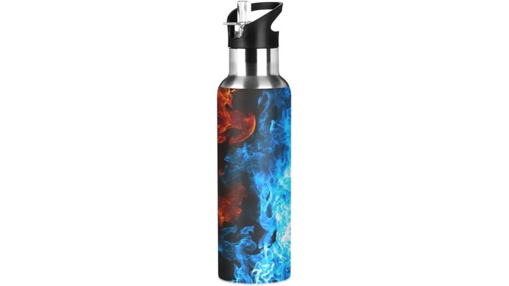red and blue water bottle