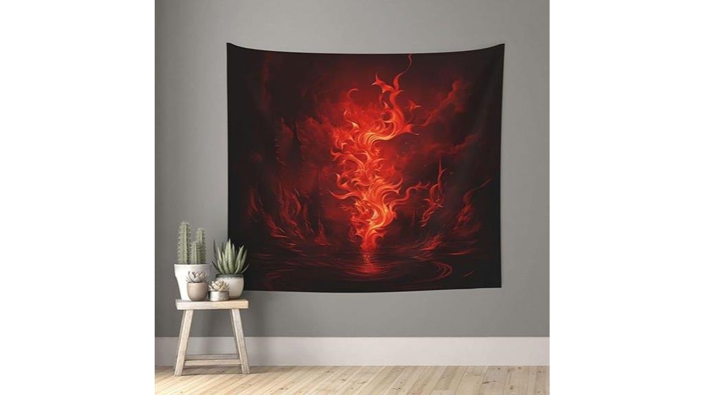 red flame tapestry banner