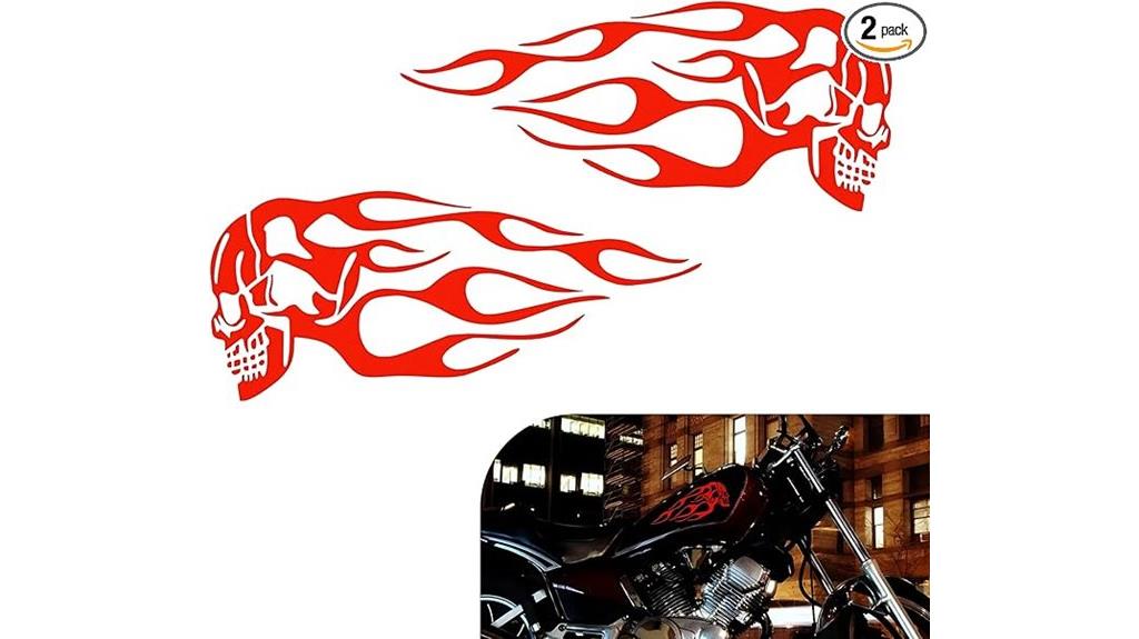 reflective skull flame stickers