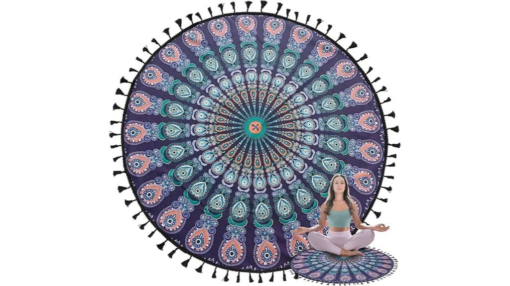 round meditation rug with tassels