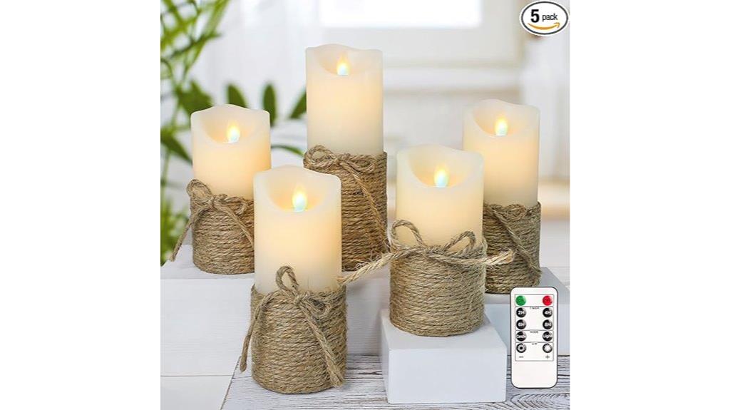 set of 5 flameless candles
