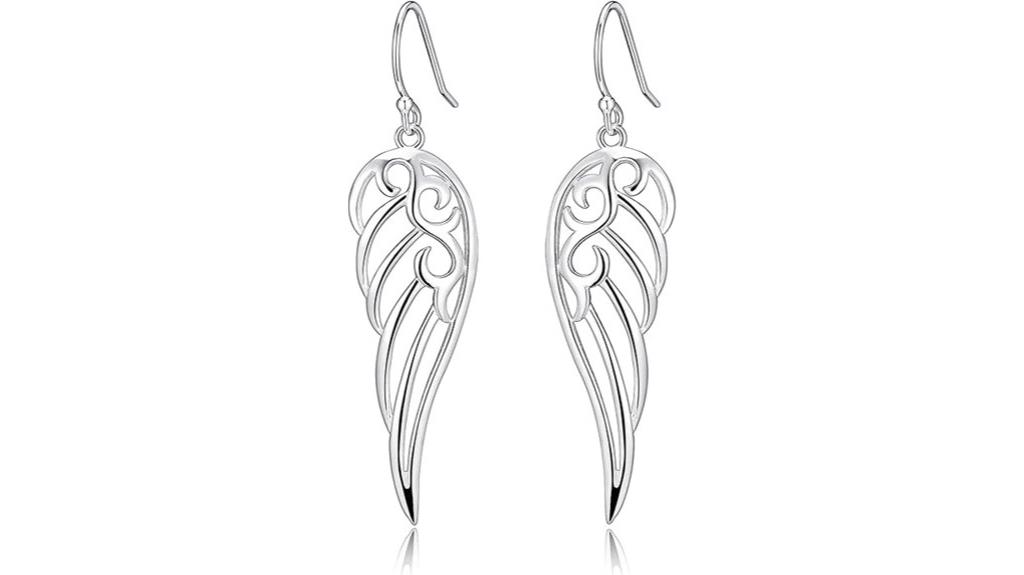 silver angel wing earrings