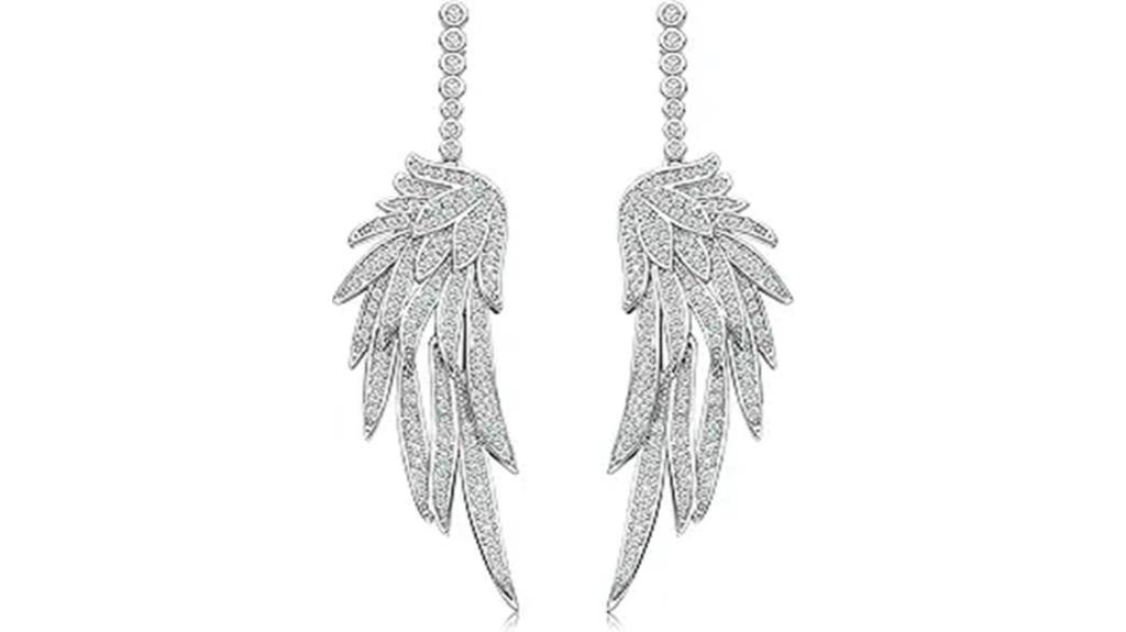 silver angel wing earrings