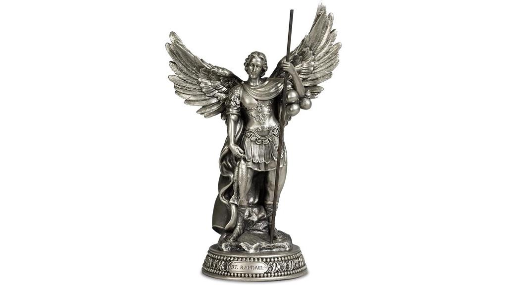 silver saint raphael statue