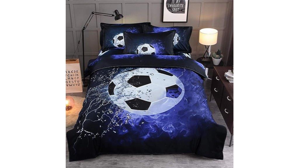 soccer sports blue duvet