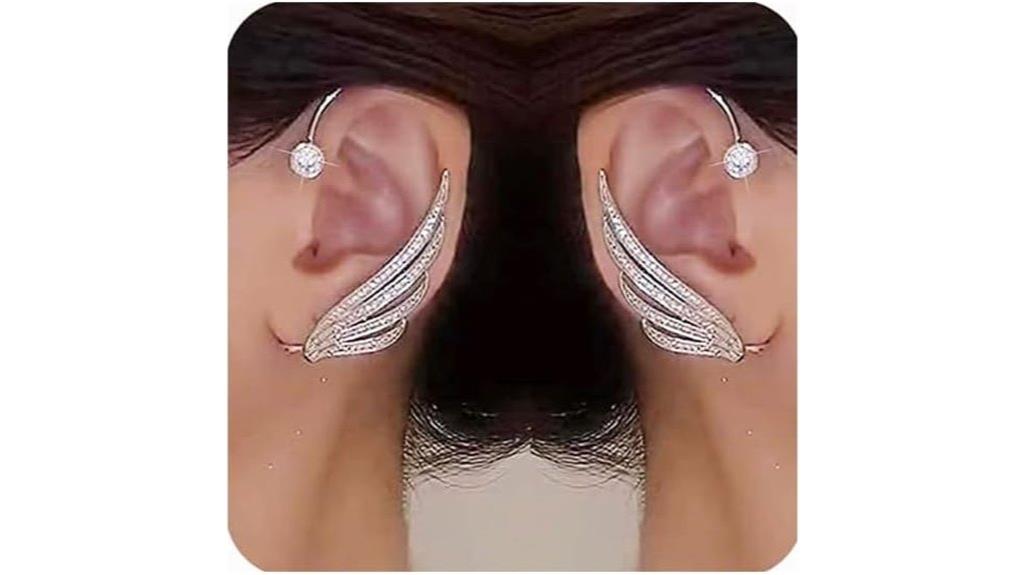 sparkling angel wing earrings