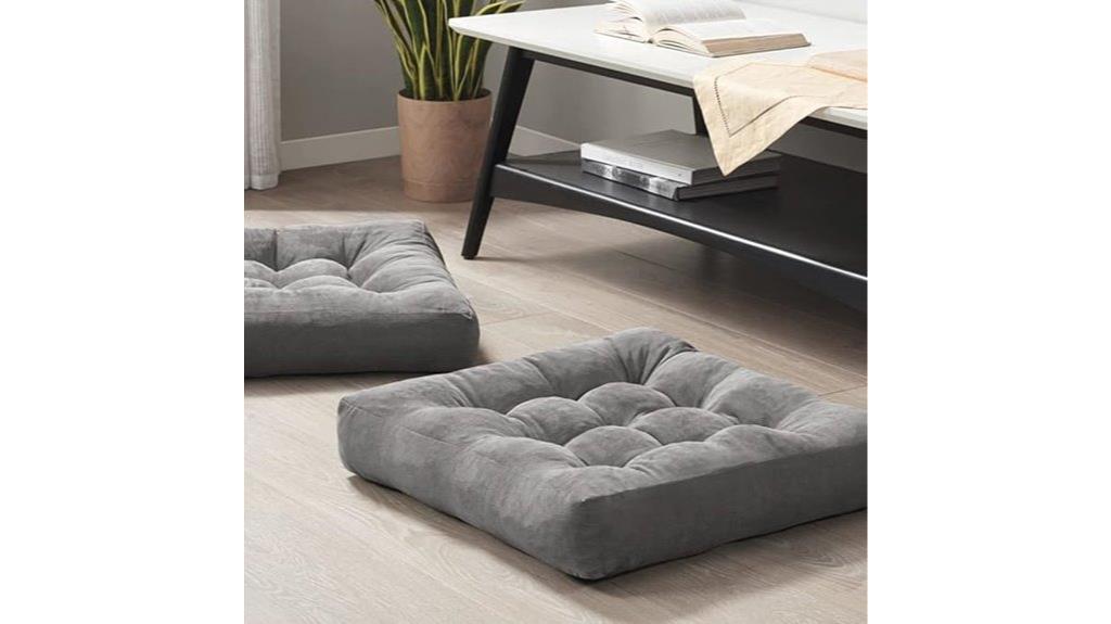 two grey meditation cushions