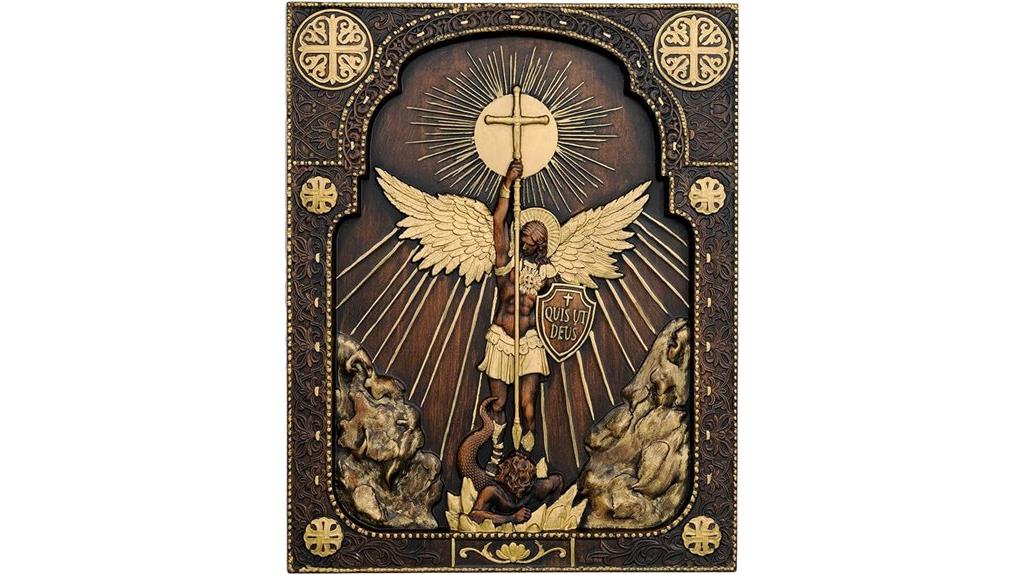 wooden archangel michael plaque