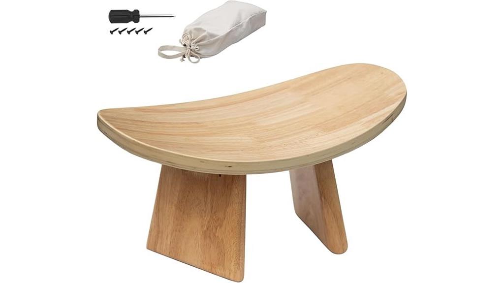 wooden meditation bench