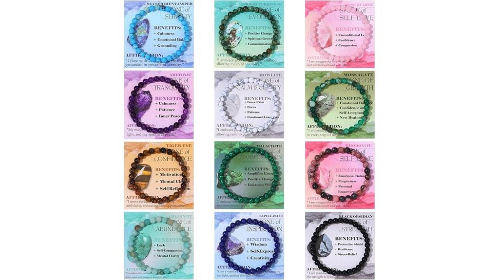 12 piece gemstone bracelet set