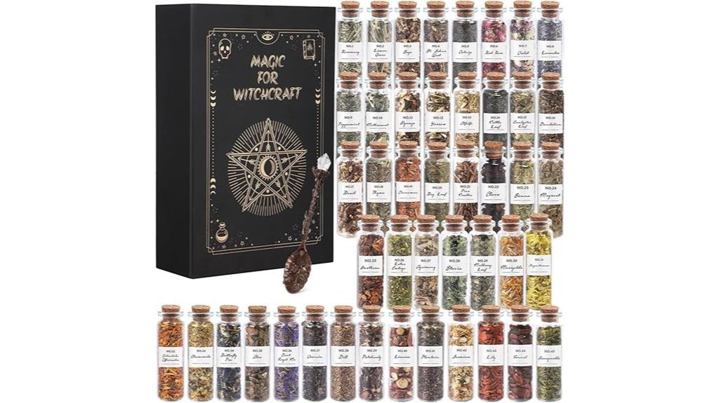 assorted dried herb bottles