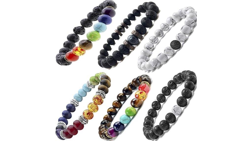 black lava chakra bracelets