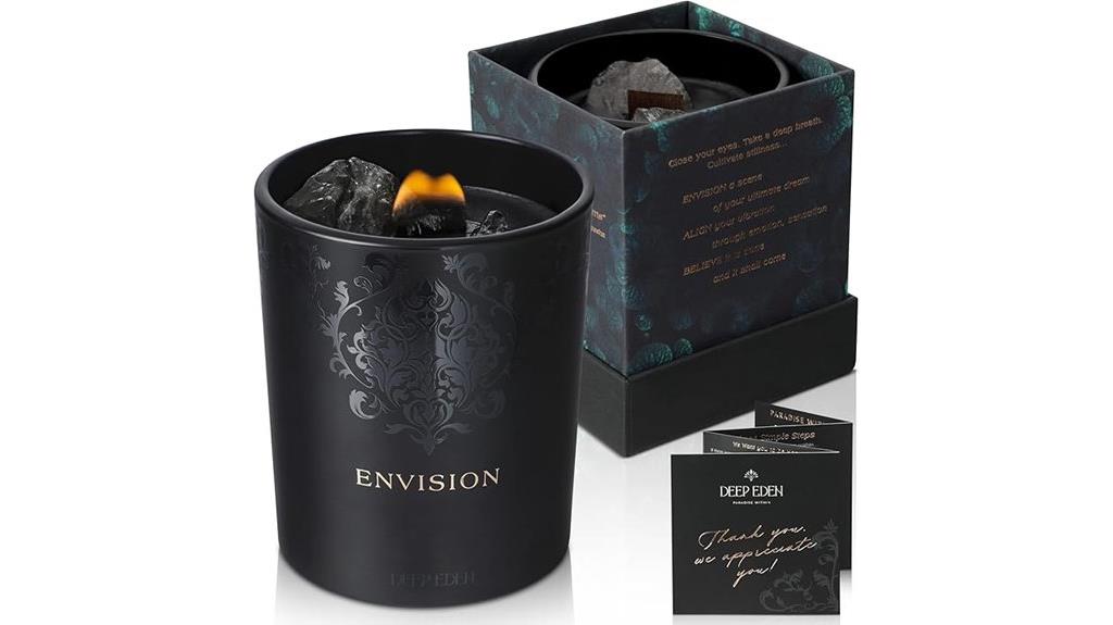 black scented candle with wood wick