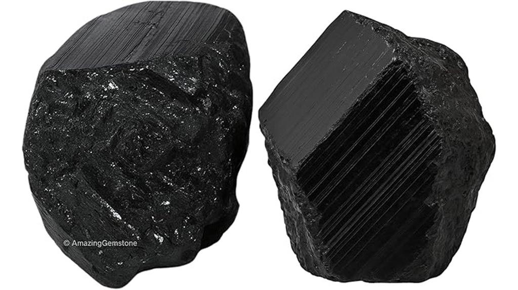 black tourmaline crystal set
