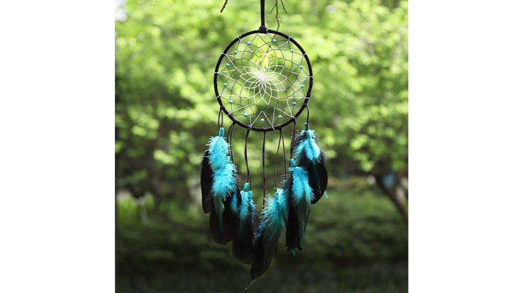 blue feather wall hanging