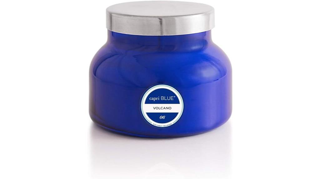 blue volcano candle jar