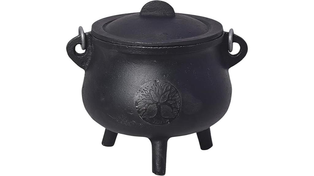 cast iron cauldron with lid