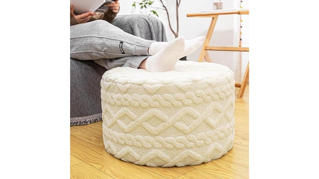 cream foam filled pouf