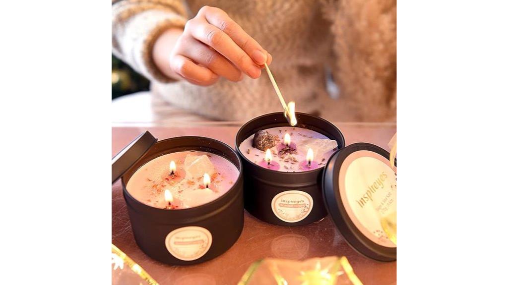 crystal infused scented candle