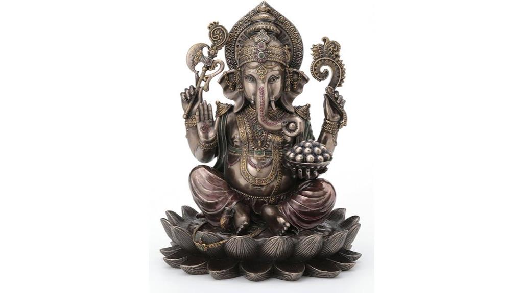 ganesha lotus resin statue