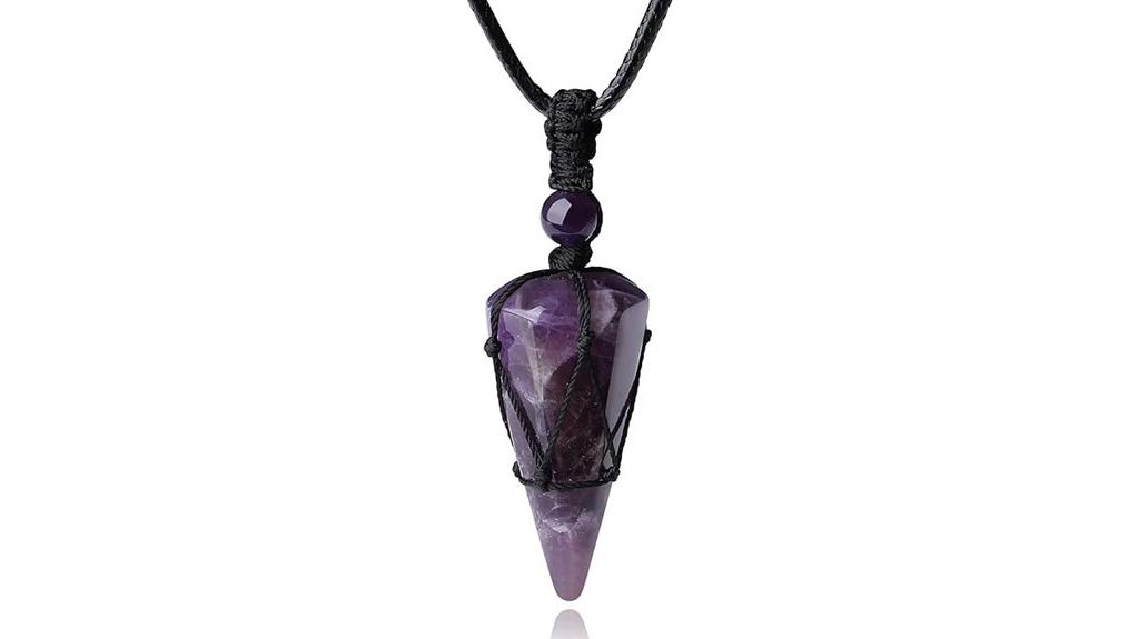 healing crystal necklace black rope