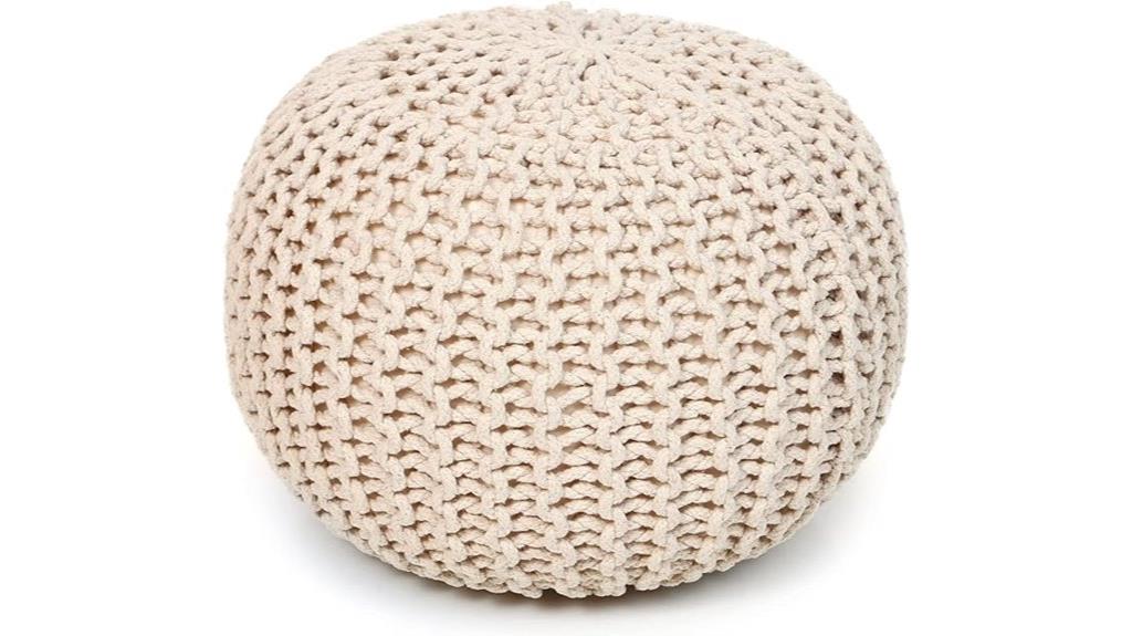 ivory hand knitted ottoman
