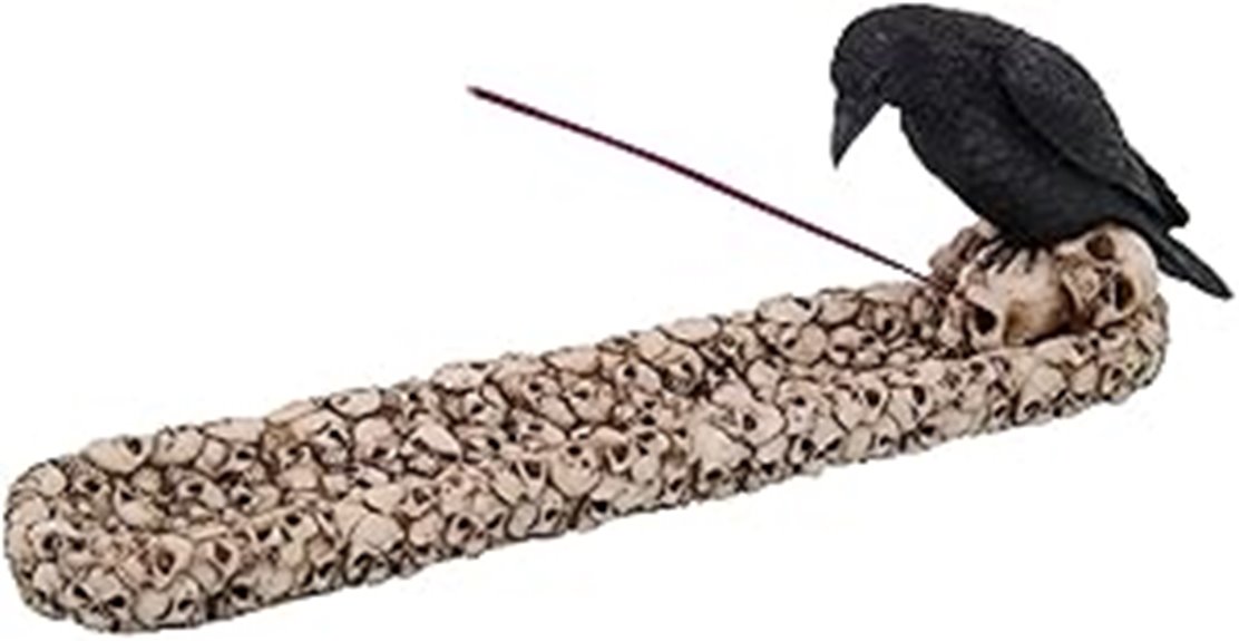 raven skull incense burner