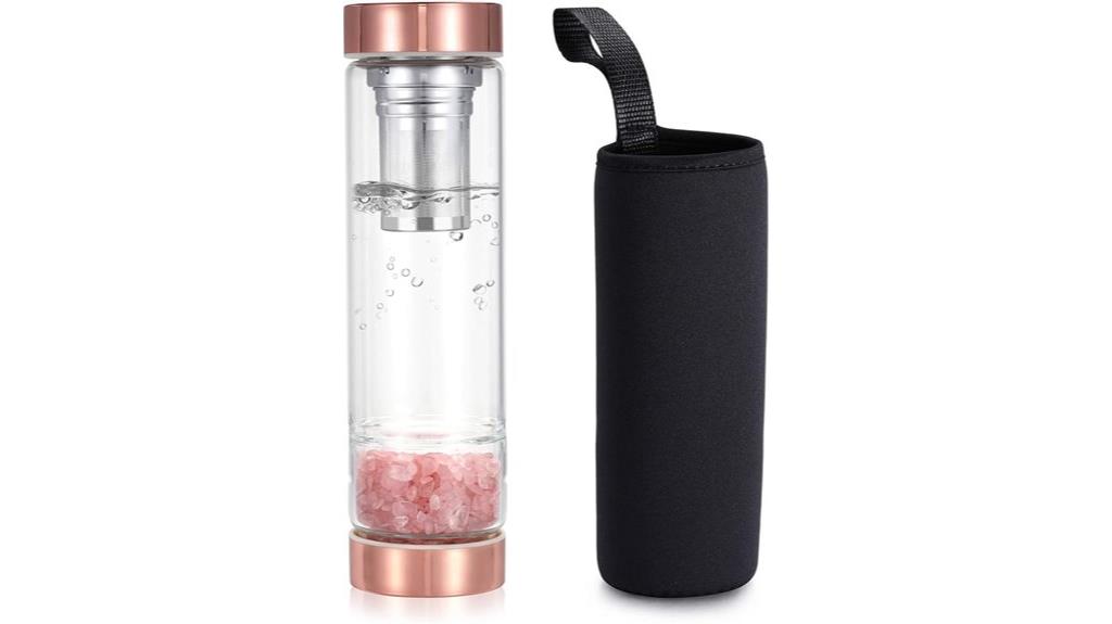 rose quartz crystal water bottle