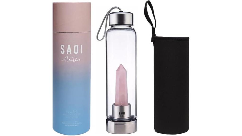 rose quartz crystal water bottle