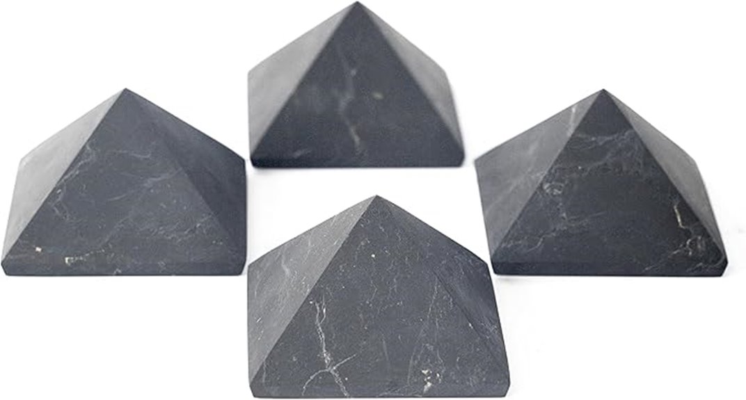 set of four black shungite pyramids