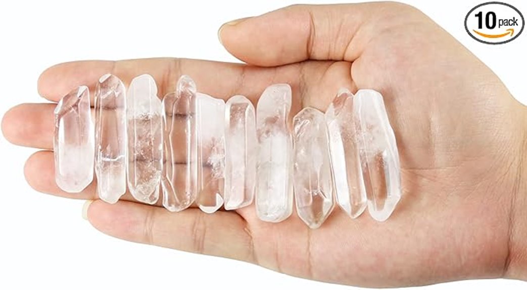 set of ten polished quartz crystals