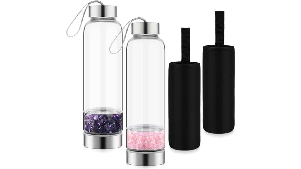 set of two crystal glass bottles