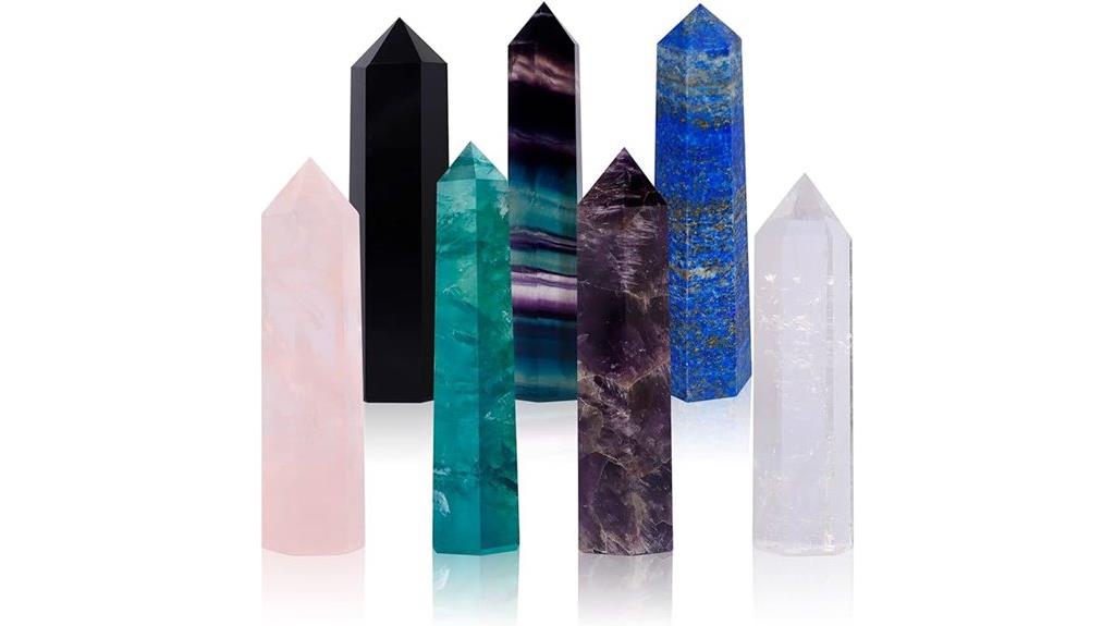 seven crystal healing wands
