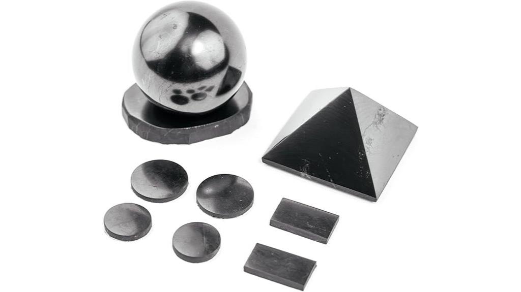 shungite pyramid sphere plates