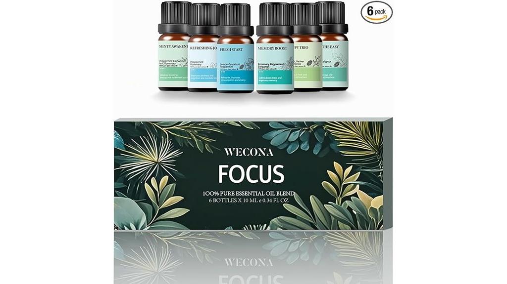 six 10ml aromatherapy oils