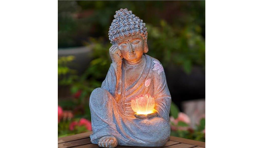 solar buddha lotus statue